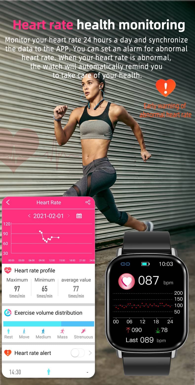 Findtime Smart Watch Presión arterial Monitor de ritmo cardíaco IP68 a prueba de agua