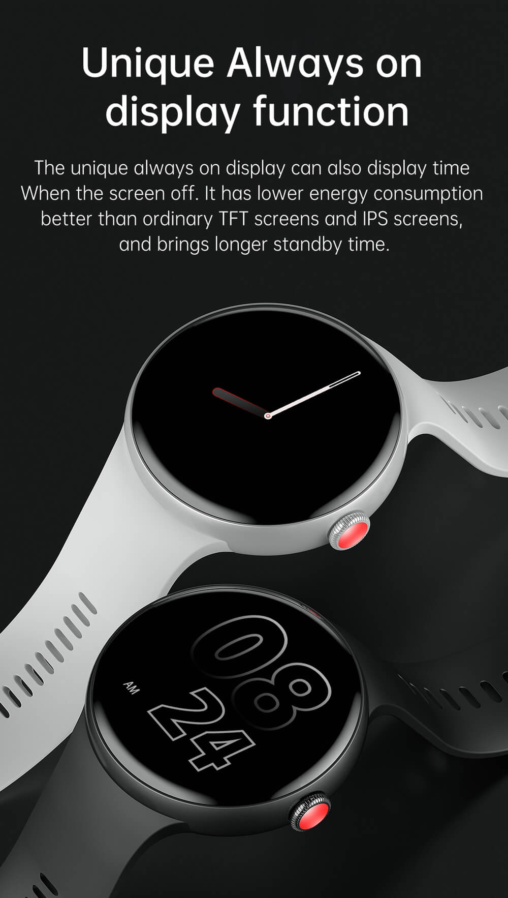 AMOLED Smart Watch Blood Pressure Heart Rate Blood Oxygen Monitor Female Cycle Reminder - Findtime