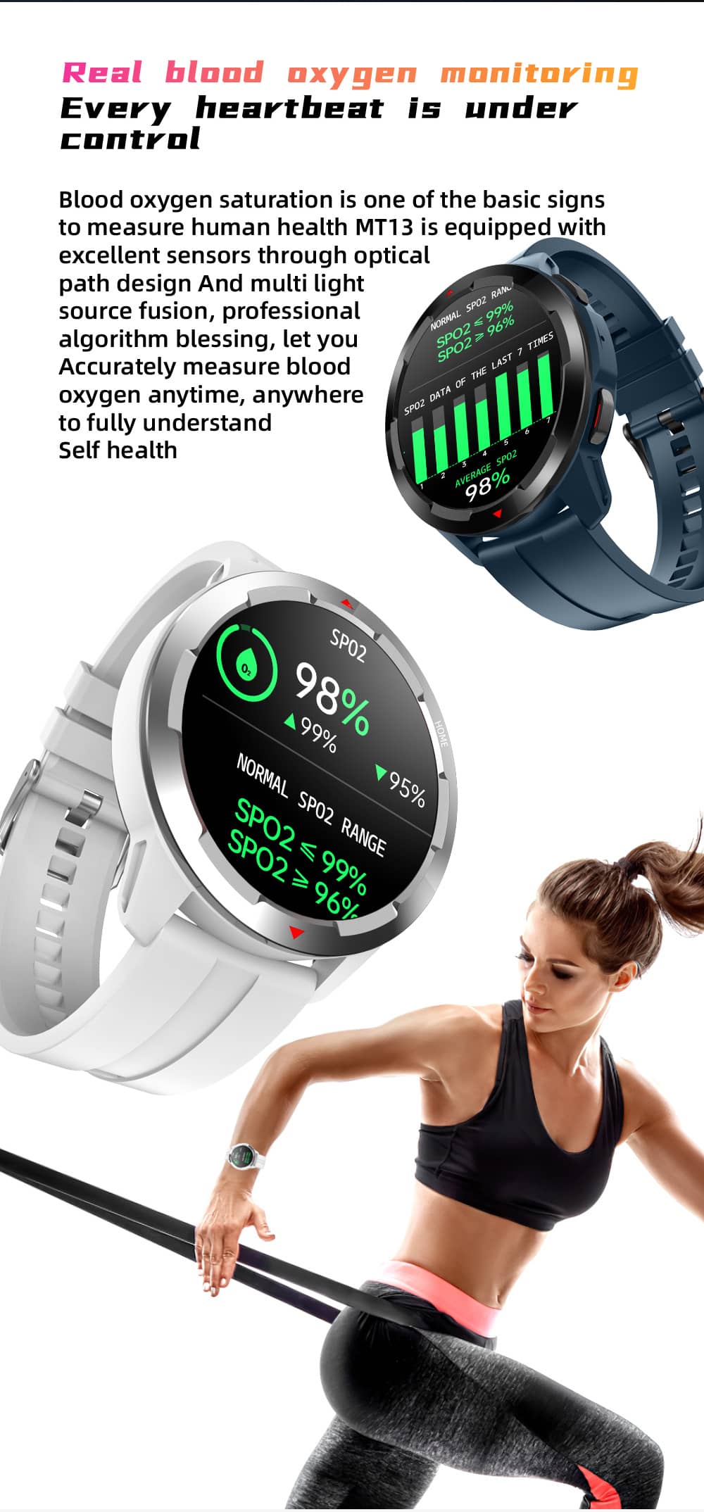 Findtime Smartwatch, Bluetooth-Anrufe, Blutdruck, Blutsauerstoff, Herzfrequenzüberwachung