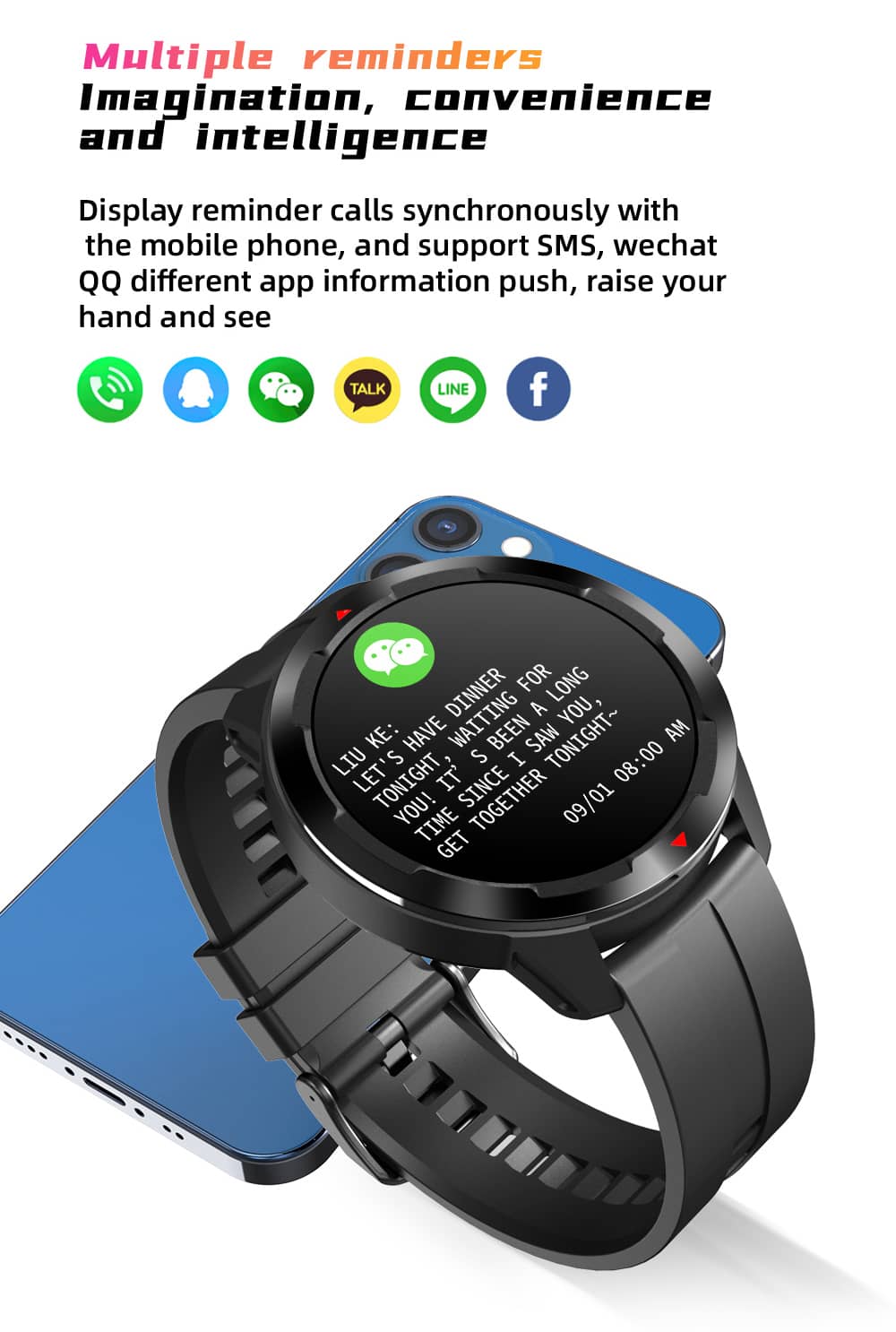 Findtime Smart Watch Bluetooth Llamada Presión arterial Oxígeno en sangre Monitoreo de frecuencia cardíaca