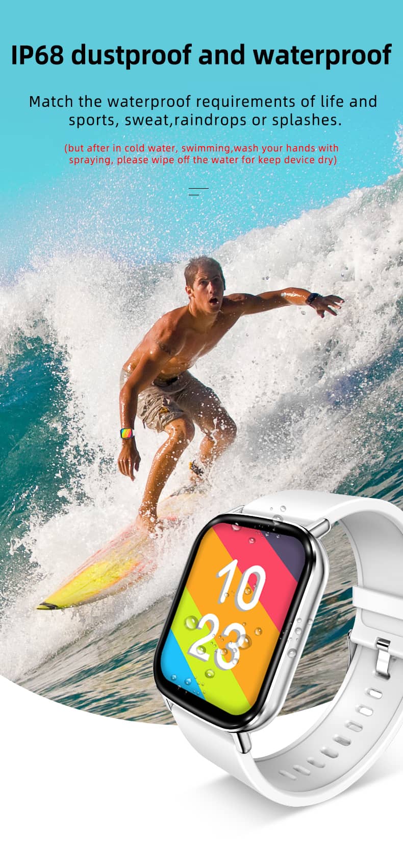 Findtime Smart Watch Presión arterial Monitor de ritmo cardíaco IP68 a prueba de agua