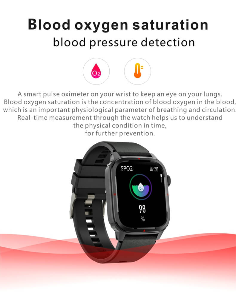 Findtime Smart Watch Blutdruck-Herzfrequenz-SpO2-Körpertemperaturüberwachung