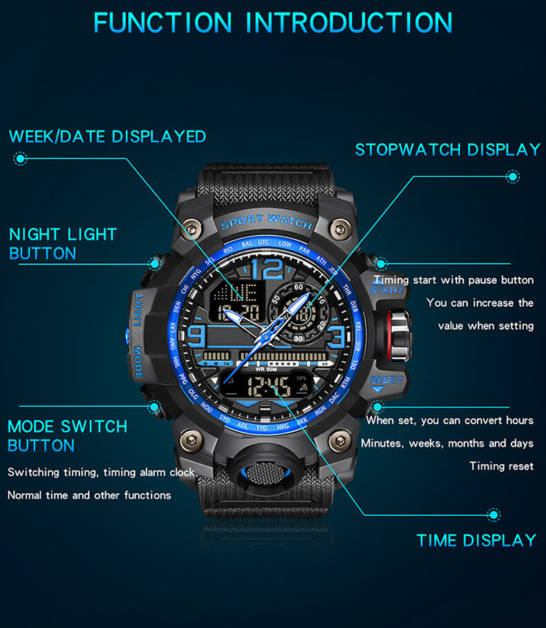 Reloj militar Findtime para hombre Reloj digital táctico impermeable grande analógico