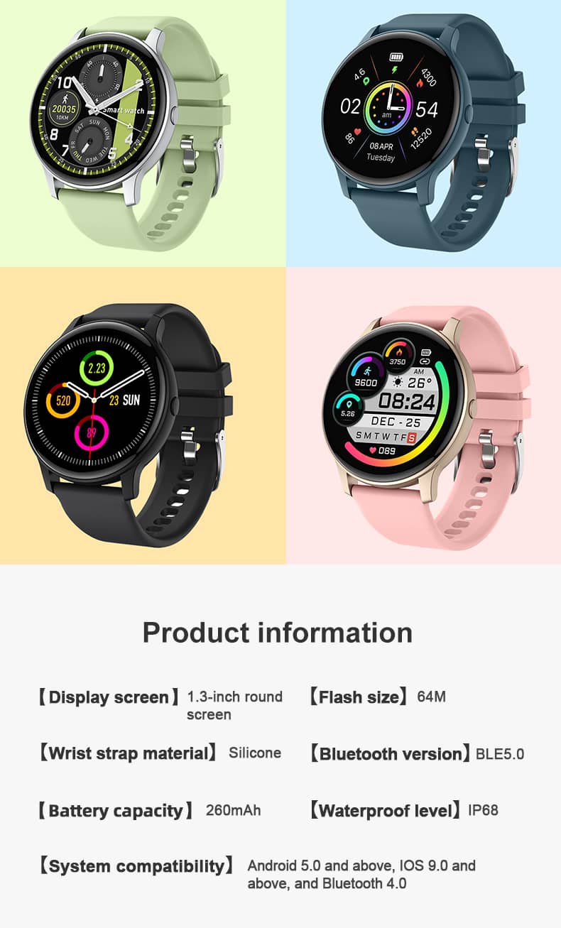 Findtime Smart Watch with Blood Pressure Heart Rate Blood Oxygen Monitor for Andriod & IOS Phones