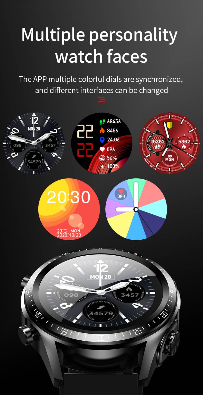 Findtime Smartwatch mit Ohrhörern zur Überwachung des Blutdrucks, der Herzfrequenz und des Blutsauerstoffs