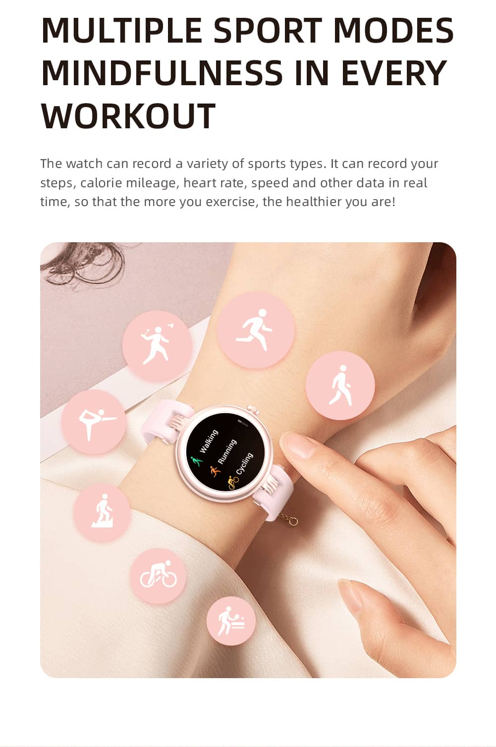 Reloj inteligente Findtime para mujer Monitoreo de presión arterial con llamadas Bluetooth