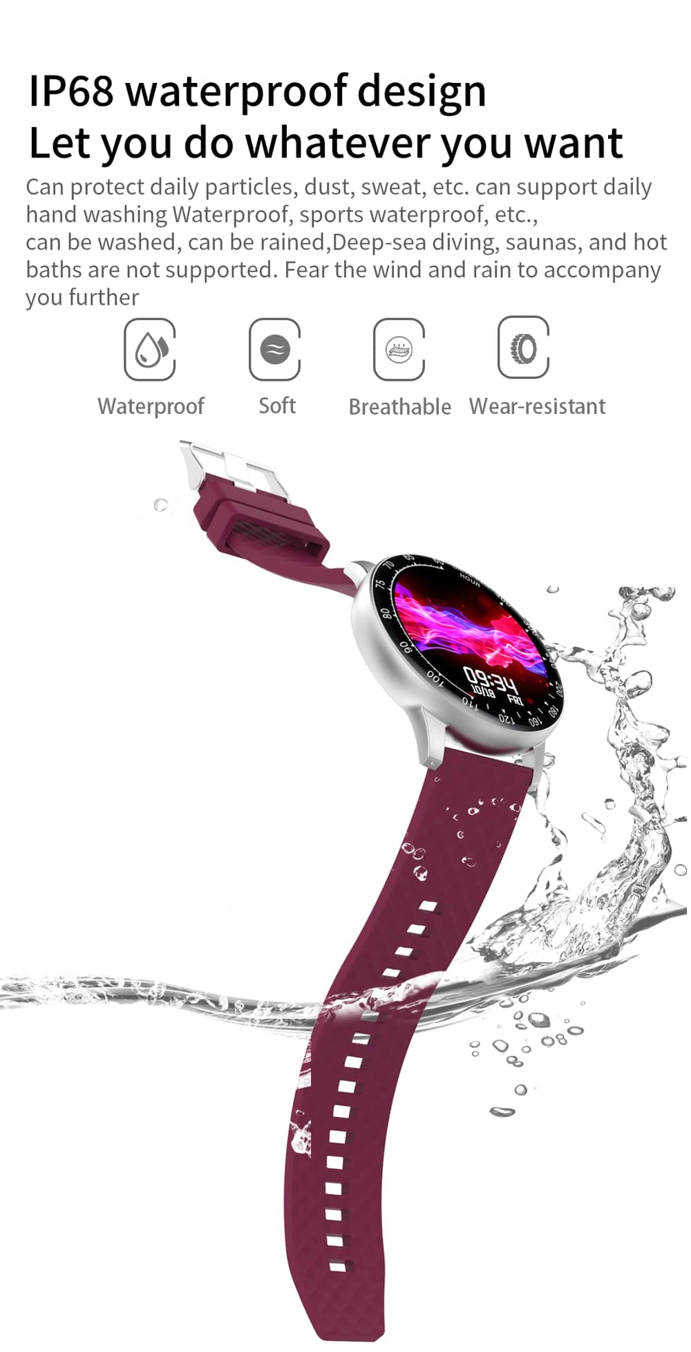 Smart Watch with Heart Rate Blood Pressure Monitor Female Cycle Reminder-Findtime