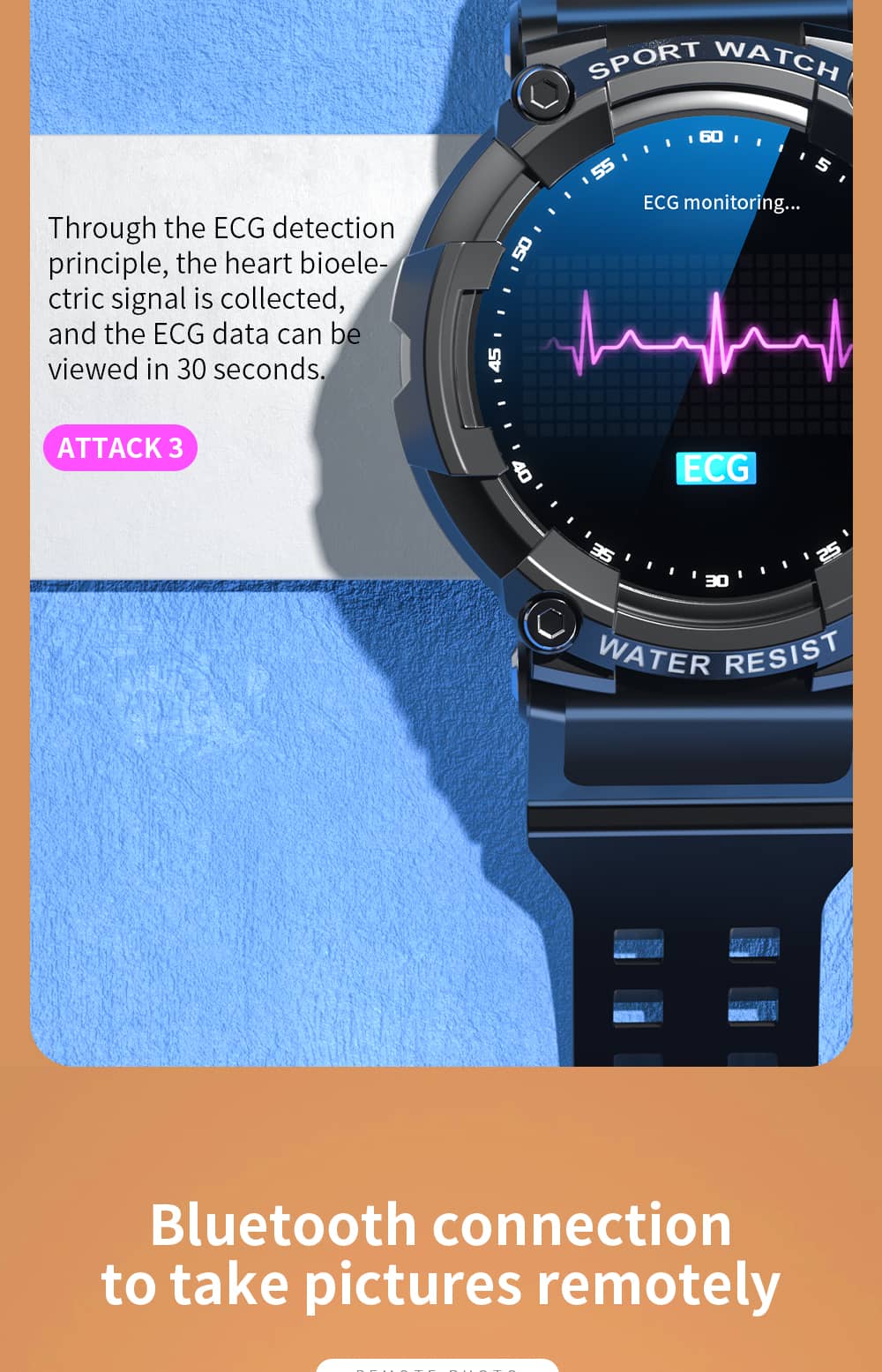 Smart Watch with Bluetooth Call ECG Heart Rate Blood Pressure Blood Oxygen Monitoring - Findtime