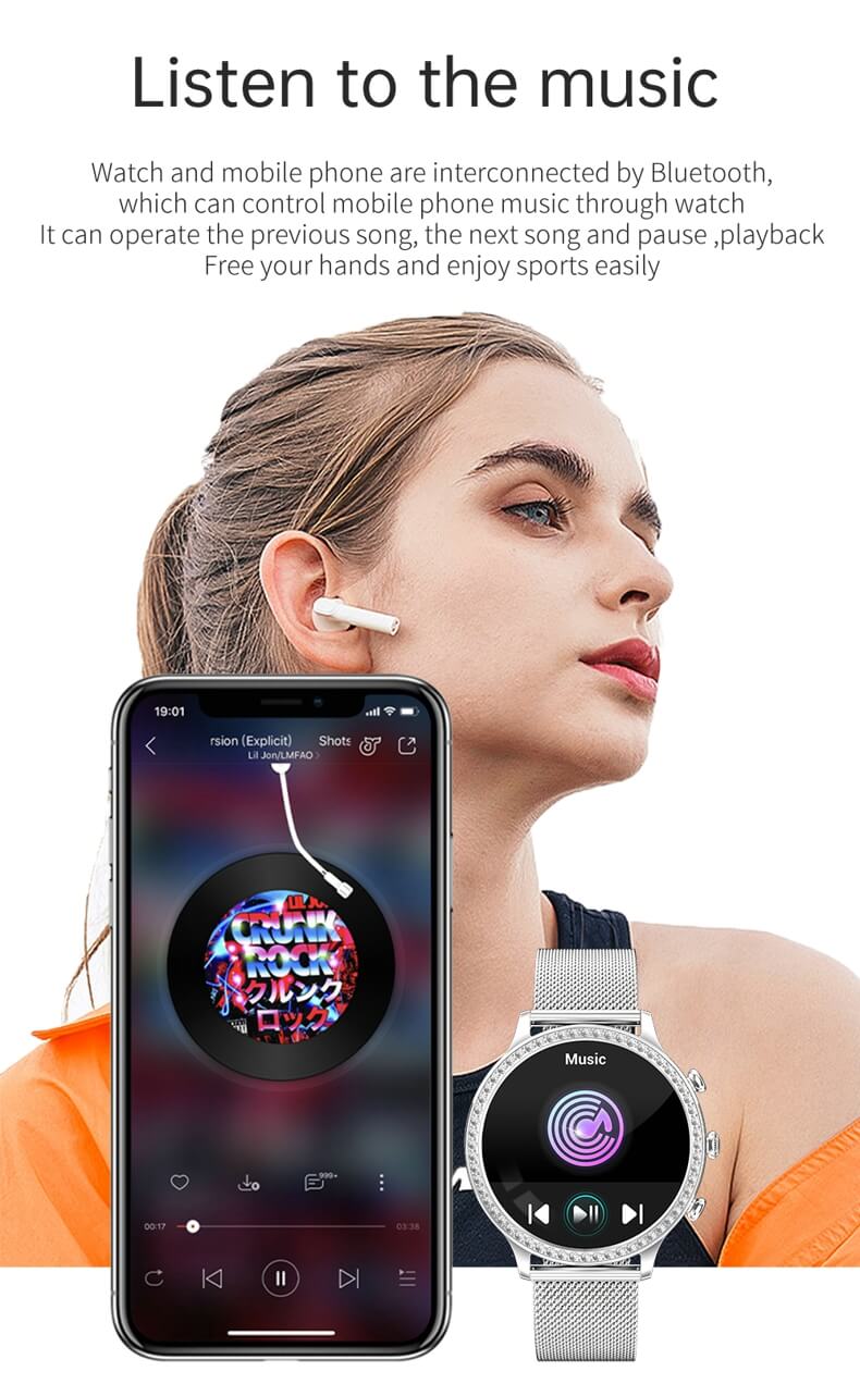 Reloj inteligente con monitor de presión arterial de lujo Findtime para mujer, frecuencia cardíaca, oxígeno en sangre con llamadas Bluetooth