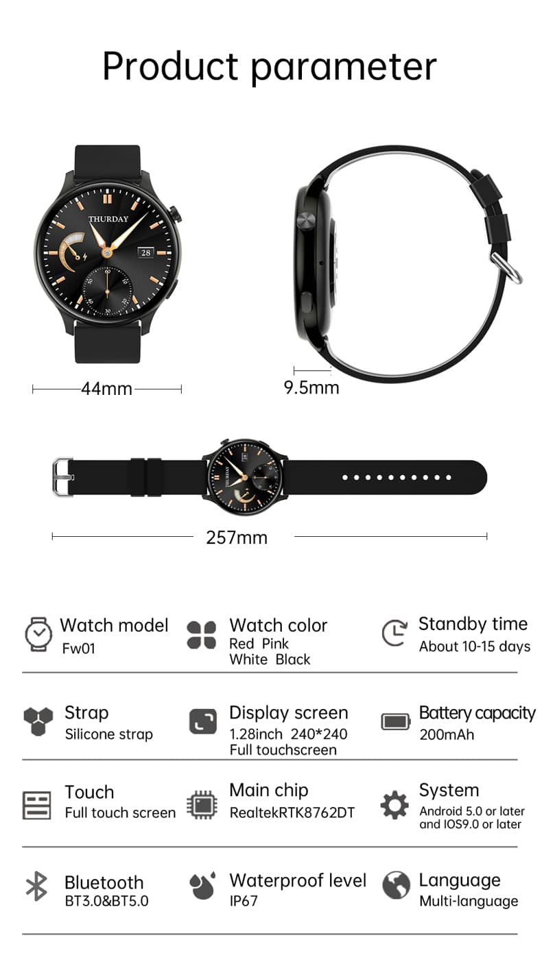 Reloj inteligente Findtime para monitor de presión arterial, frecuencia cardíaca, oxígeno en sangre con llamadas Bluetooth