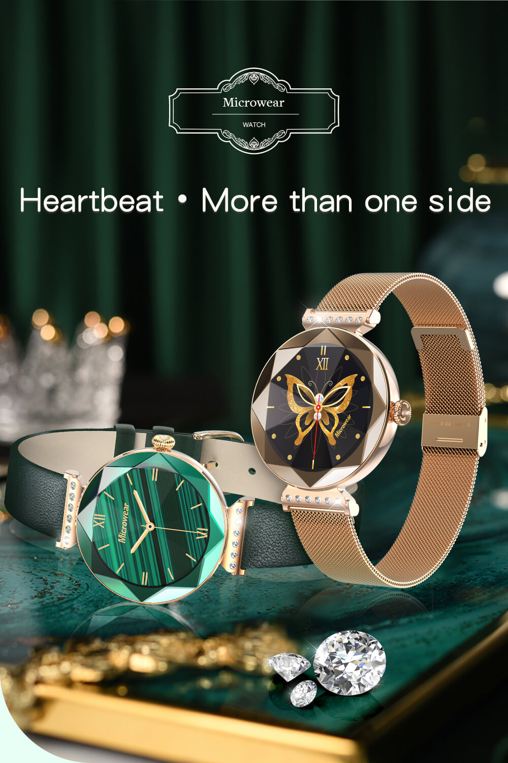 Findtime Luxury Smart Watches for Women with Real-time Heart Rate Monitoring IP68 Waterproof