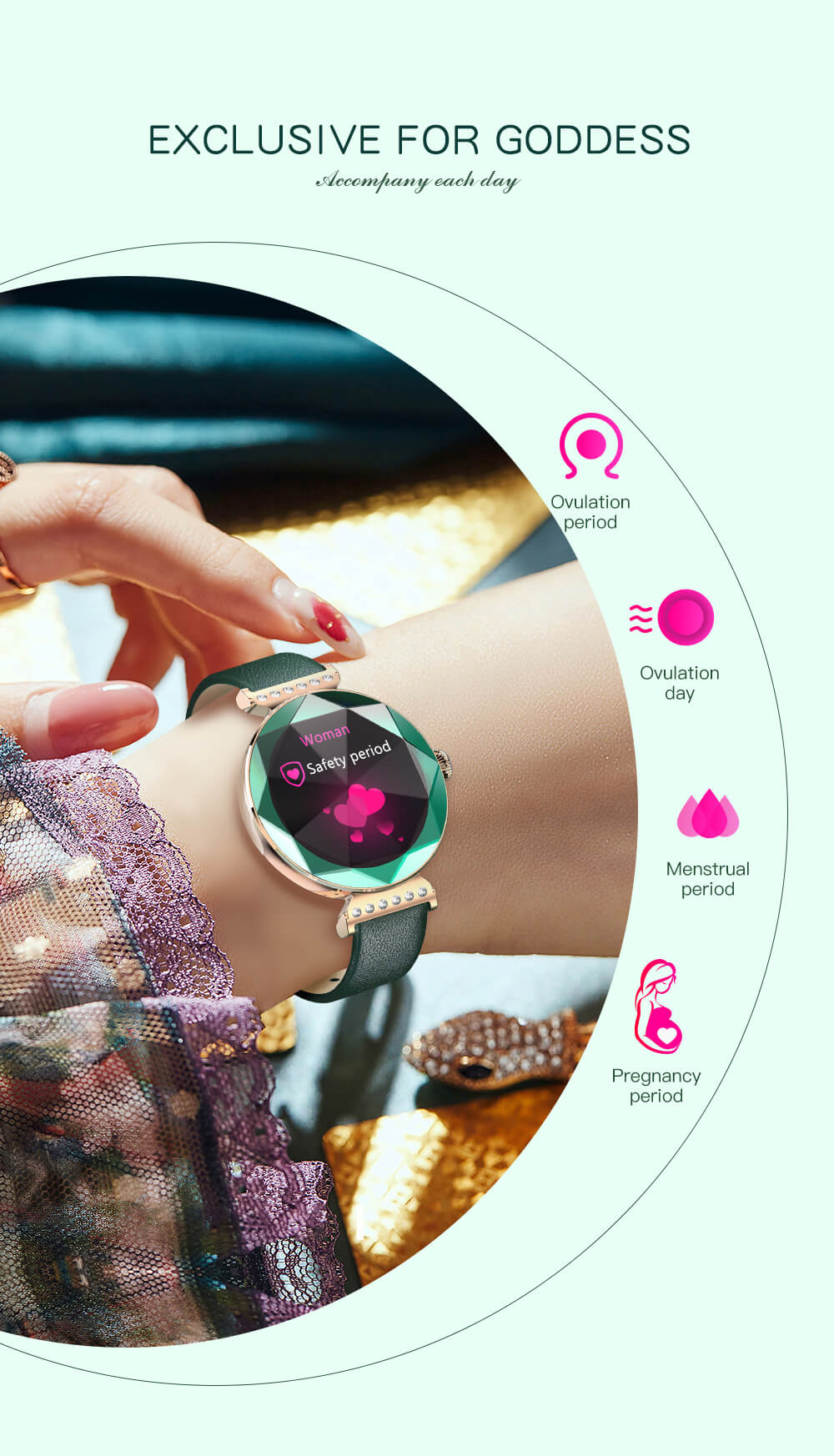 Findtime Luxury Smart Watches for Women with Real-time Heart Rate Monitoring IP68 Waterproof