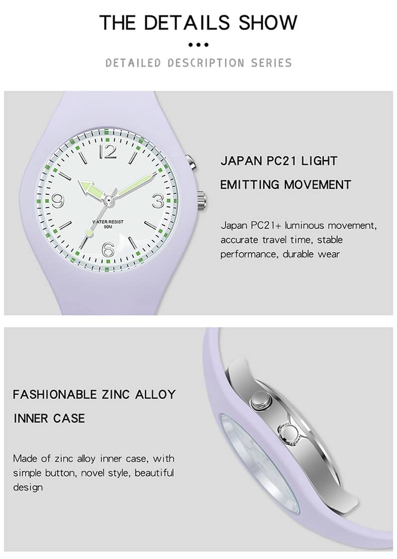 Reloj deportivo para mujer con luz LED, analógico, de cuarzo, resistente al agua hasta 5 ATM, para exteriores, con correa de silicona