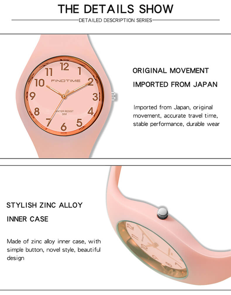 Reloj digital Findtime para mujer, fino, ultraligero, resistente al agua, analógico, casual, a la moda