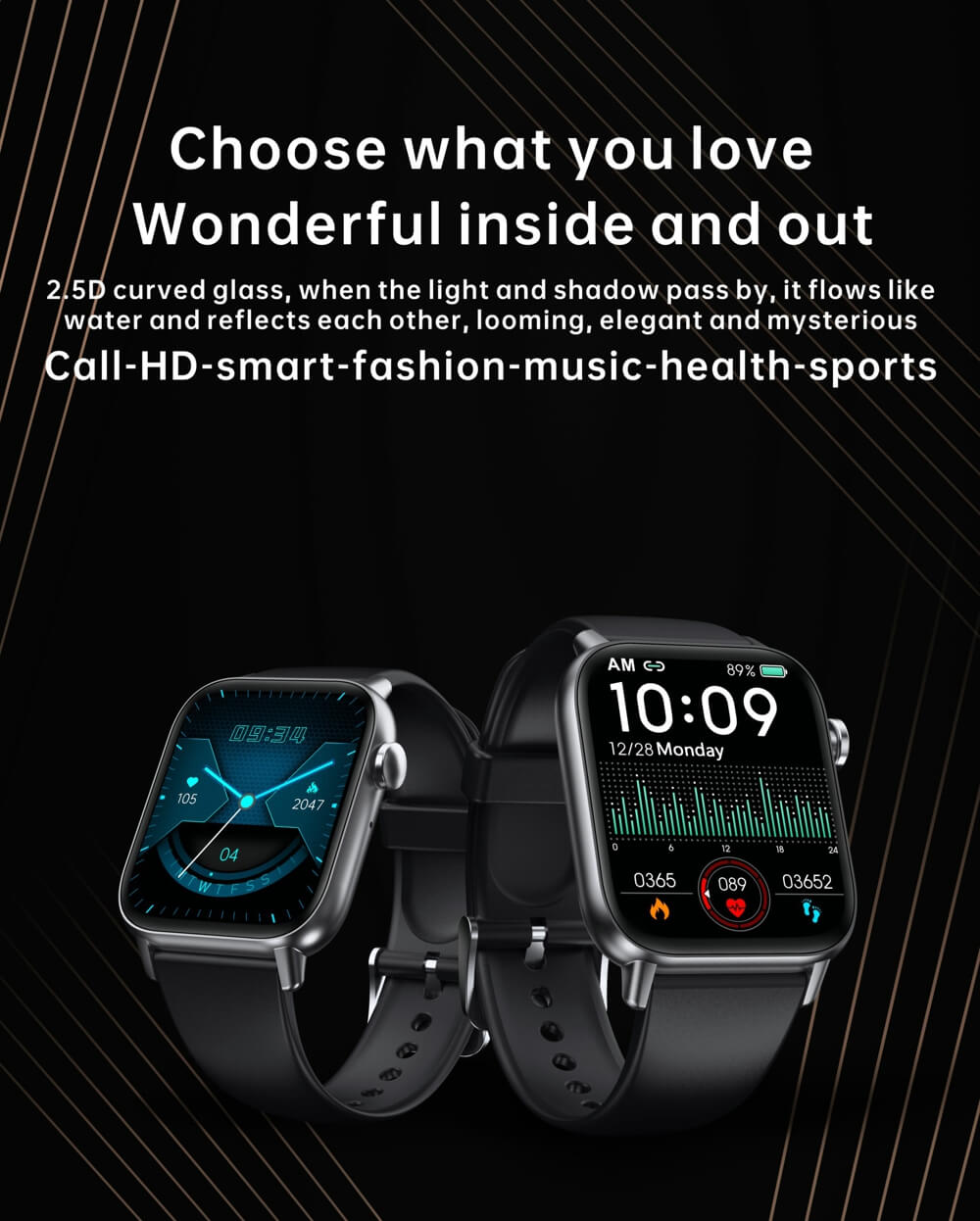 Findtime Smartwatch, Blutdruck, Herzfrequenz, Blutsauerstoff, Körpertemperatur, Bluetooth-Anrufe
