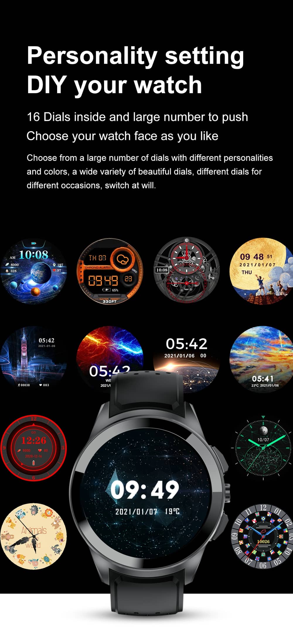 AMOLED 4G GPS Smart Watch Separate SIM Card HD Camera Blood Oxygen Heart Rate Monitor IP68 Waterproof Smart AI Assistant - Findtime