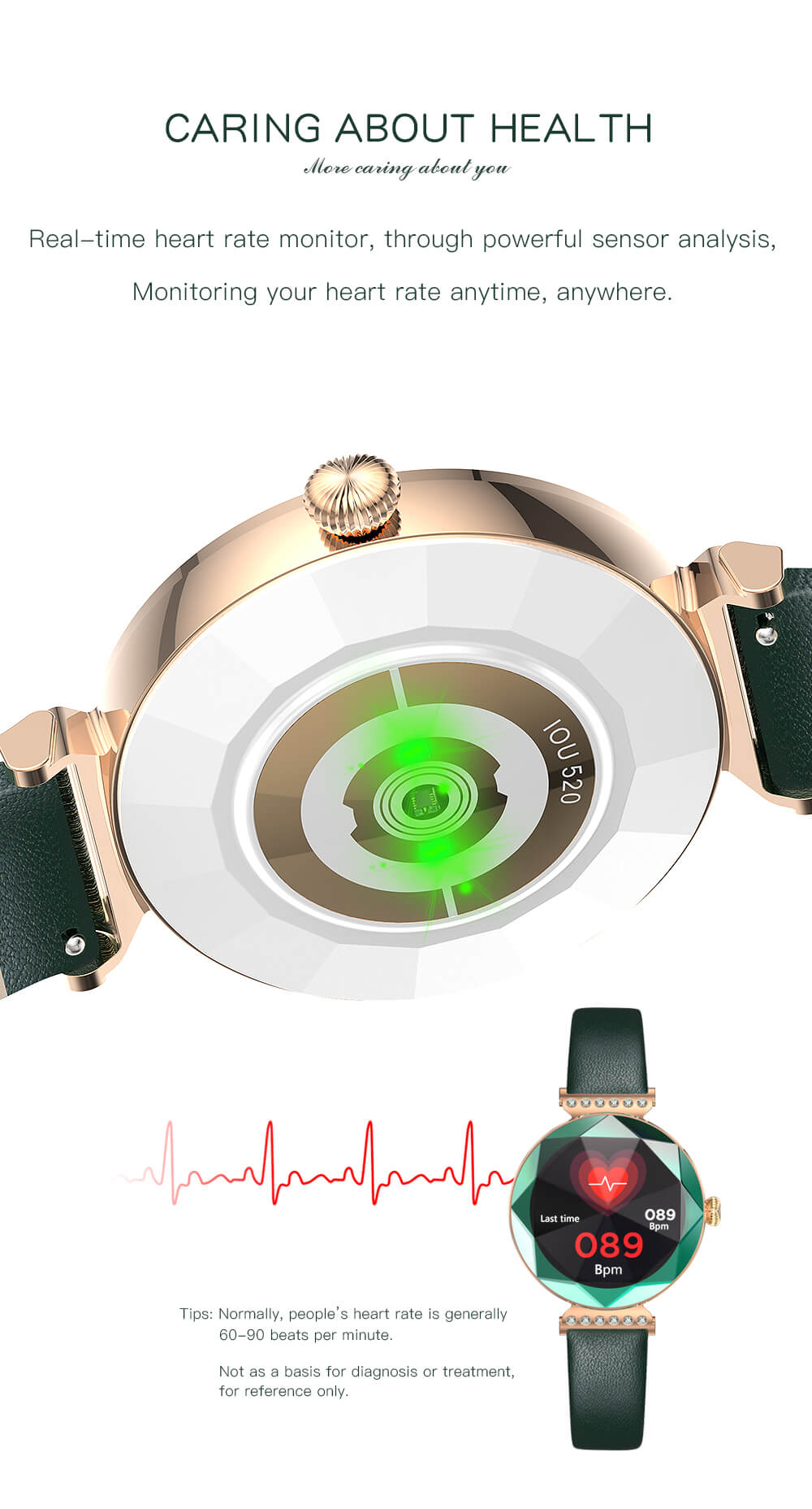 Relojes inteligentes de lujo Findtime para mujeres con monitoreo de frecuencia cardíaca en tiempo real IP68 a prueba de agua