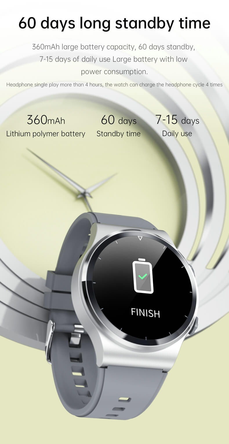 Reloj inteligente Findtime con auriculares para presión arterial, frecuencia cardíaca, monitor de oxígeno en sangre
