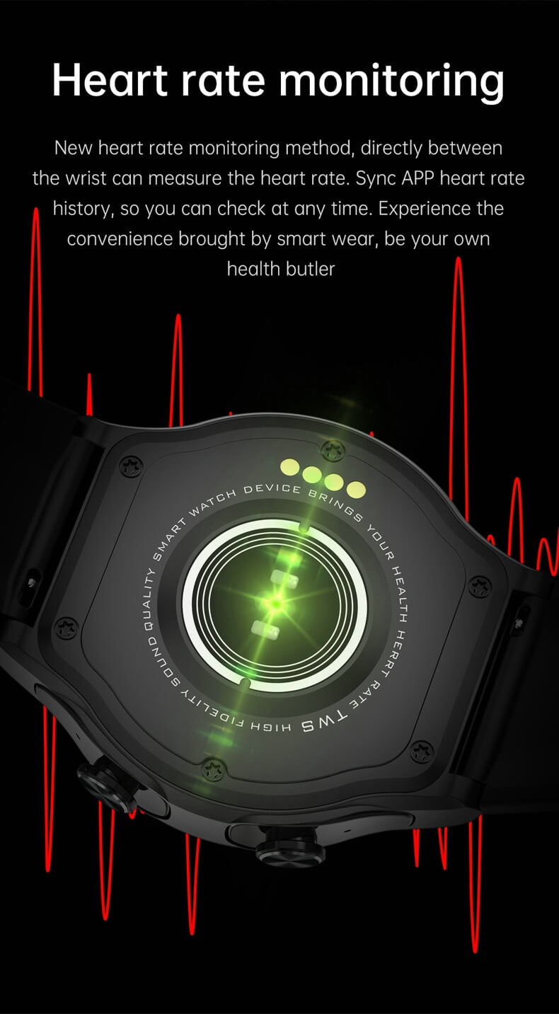 Findtime Smartwatch mit Ohrhörern für Blutdruck-Herzfrequenz-Blutsauerstoffmonitor