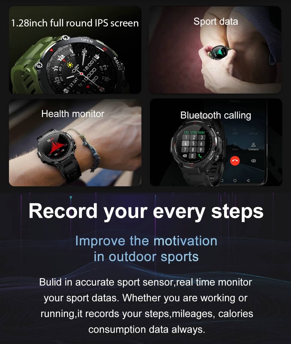 Findtime Smart Watch Military Watch with Bluetooth Call Blood Pressure and Heart Rate Monitoring