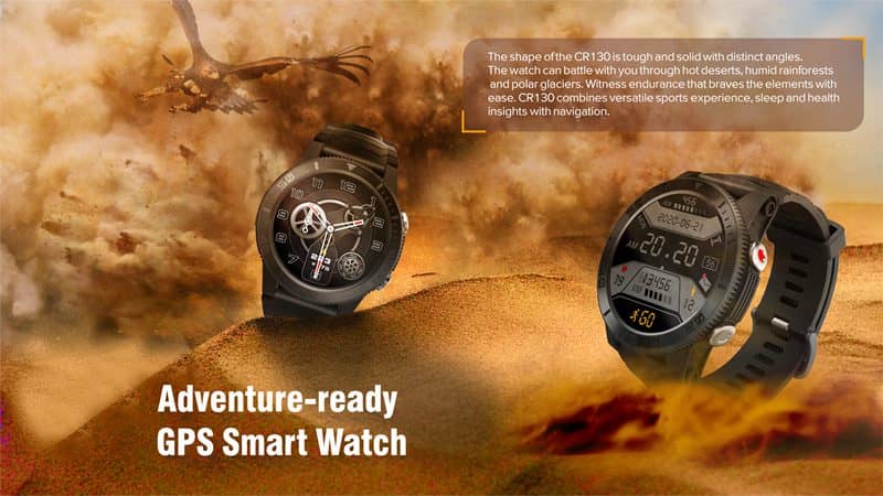 GPS Smart Watch Blood Oxygen Heart Rate Monitor IP68 Waterproof Flashlight Message Reminder 12/24 Hour Switch - Findtime