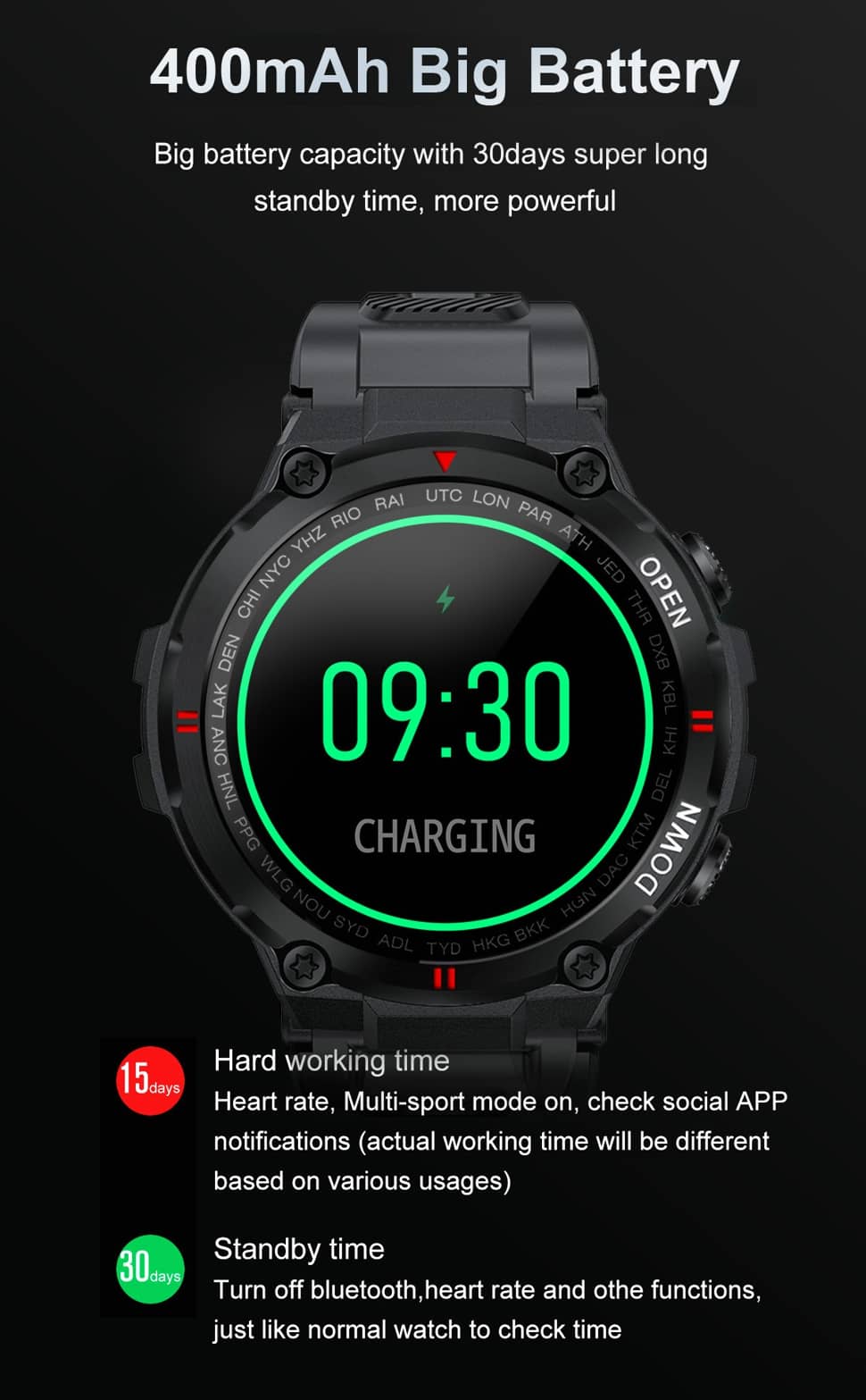 Findtime Smart Watch Military Watch with Bluetooth Call Blood Pressure and Heart Rate Monitoring