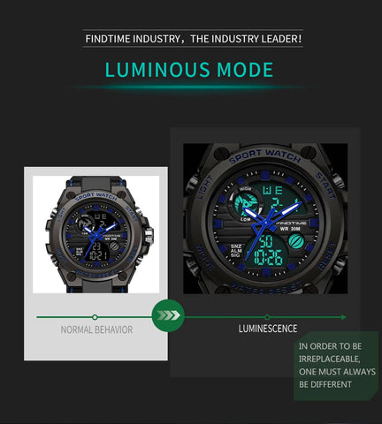 Men's Digital Watch Waterproof Tactical Watch with Alarm LED Outdoor Sports Stopwatch Army Military Watch - Findtime