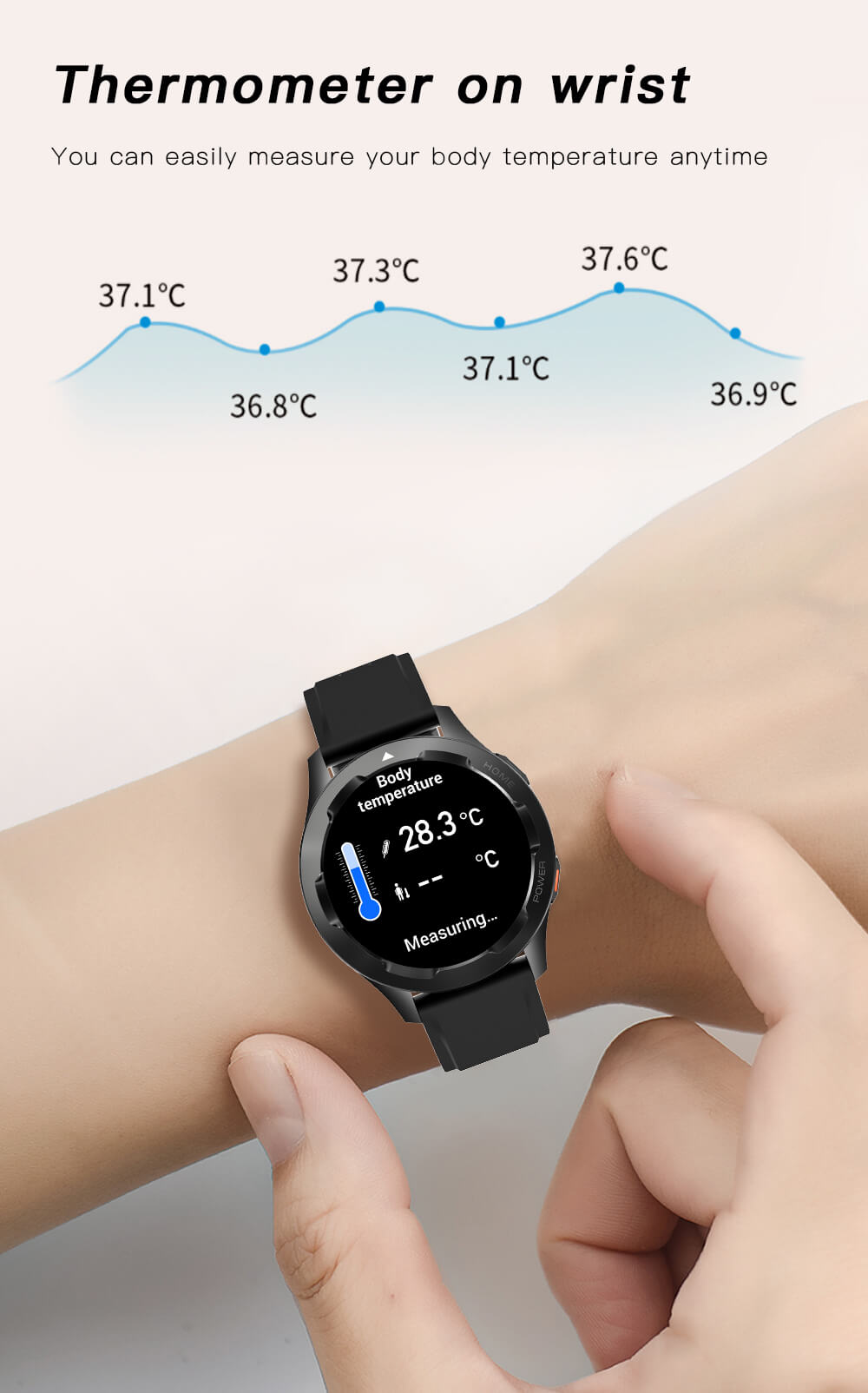 Findtime Smart Watch Blutdruckmessgerät Herzfrequenz Blutsauerstoff Körpertemperatur