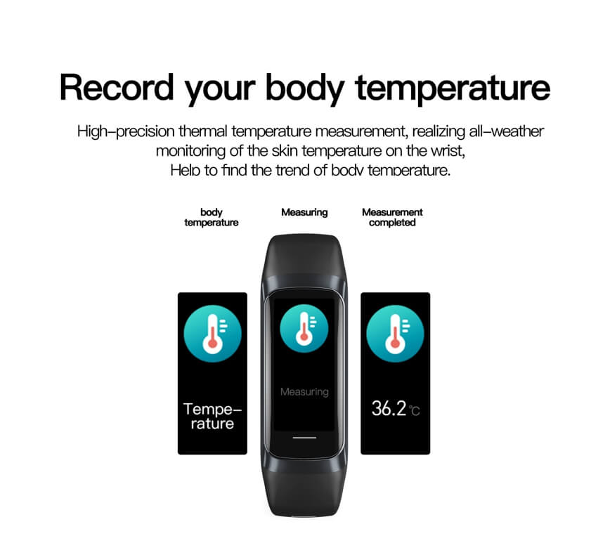 Findtime Fitness Tracker Watch Blood Pressure Monitor Heart Rate Blood Oxygen Body Temperature