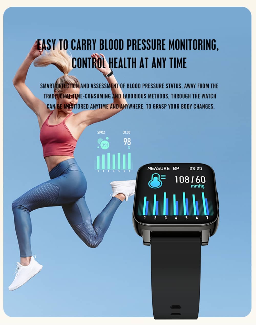 Smart Watch with blood pressure monitor