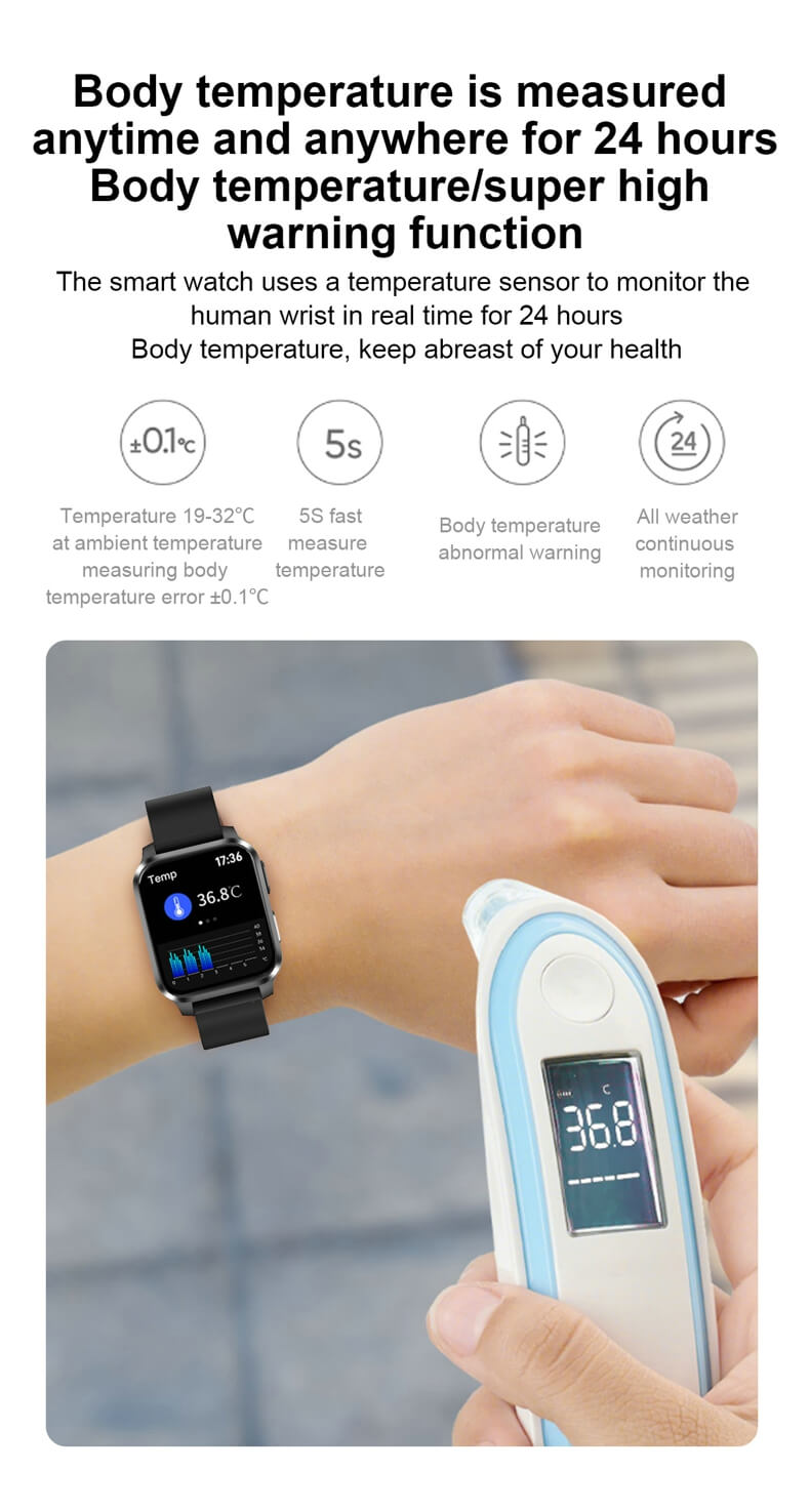 Findtime ECG Reloj inteligente Monitor Presión arterial Ritmo cardíaco Oxígeno en sangre Temperatura corporal