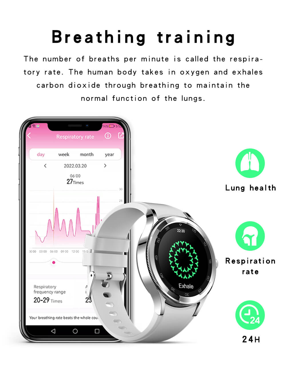 Findtime Smart Watch Bluetooth Llamadas Presión arterial Ritmo cardíaco Monitoreo de oxígeno en sangre