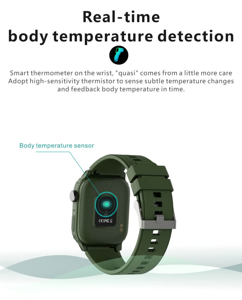 Findtime Smart Watch Blutdruck-Herzfrequenz-SpO2-Körpertemperaturüberwachung