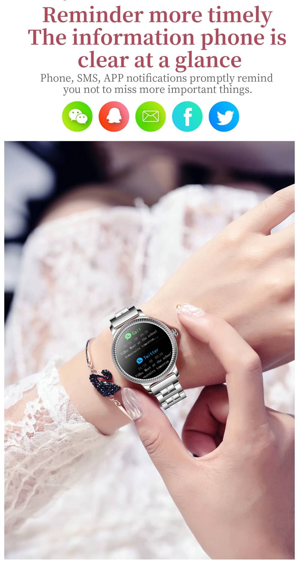 Womens Smart Watch Heart Rate Blood Pressure Sleep Monitor IP68 Waterproof Pedometer Weather Forecast Message Reminder - Findtime