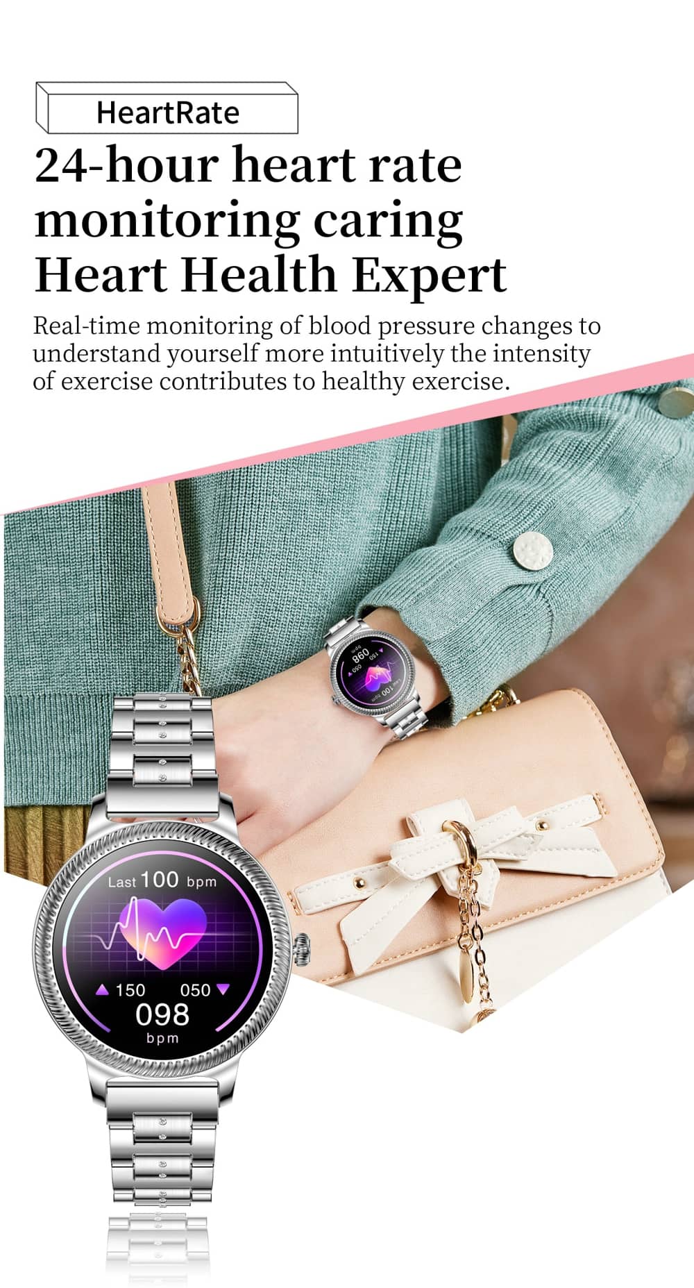 Womens Smart Watch Heart Rate Blood Pressure Sleep Monitor IP68 Waterproof Pedometer Weather Forecast Message Reminder - Findtime