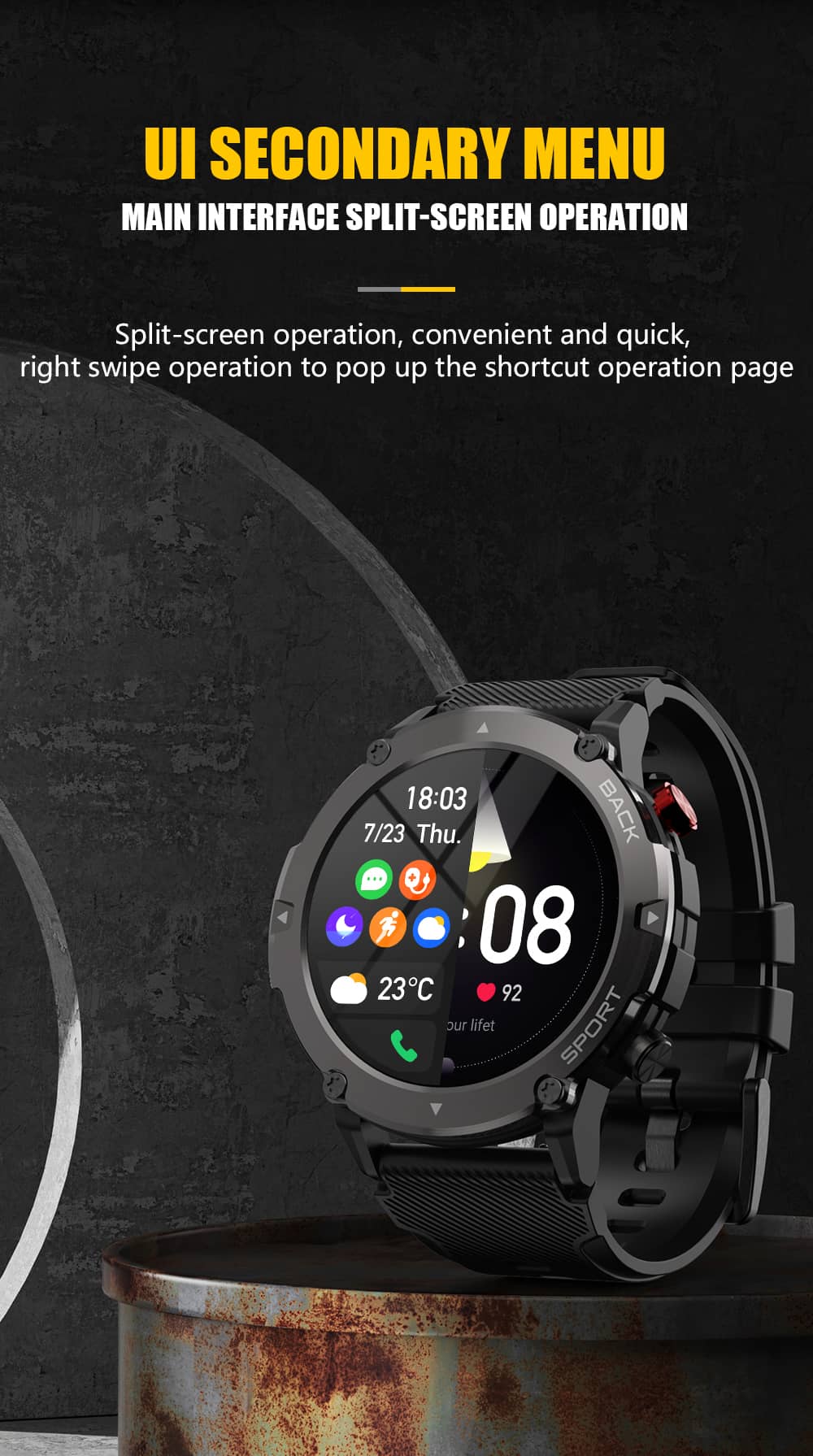 Findtime Smart Watch Bluetooth Calling Blood Pressure Heart Rate Monitor Drop and Smash Resistance