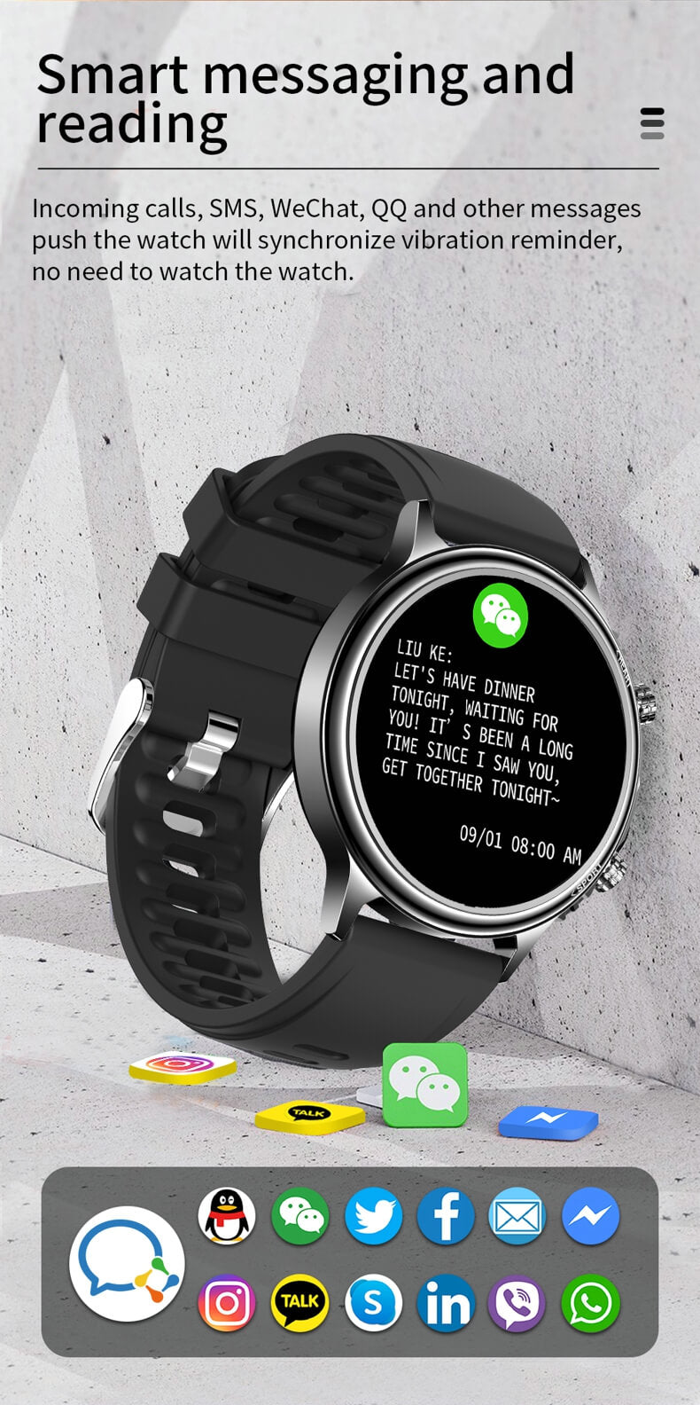 Findtime Smart Watch Bluetooth Llamada Presión arterial Monitor de frecuencia cardíaca