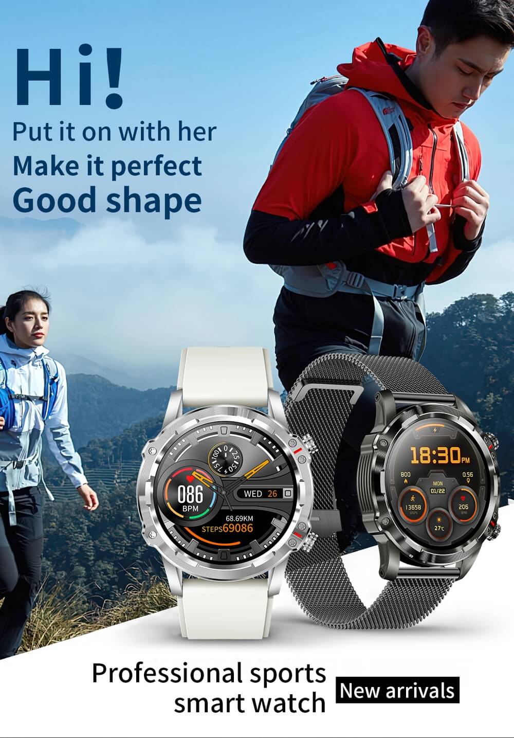 Findtime Blood Pressure Smart Watch Monitor Heart Rate SpO2 with Bluetooth Calling