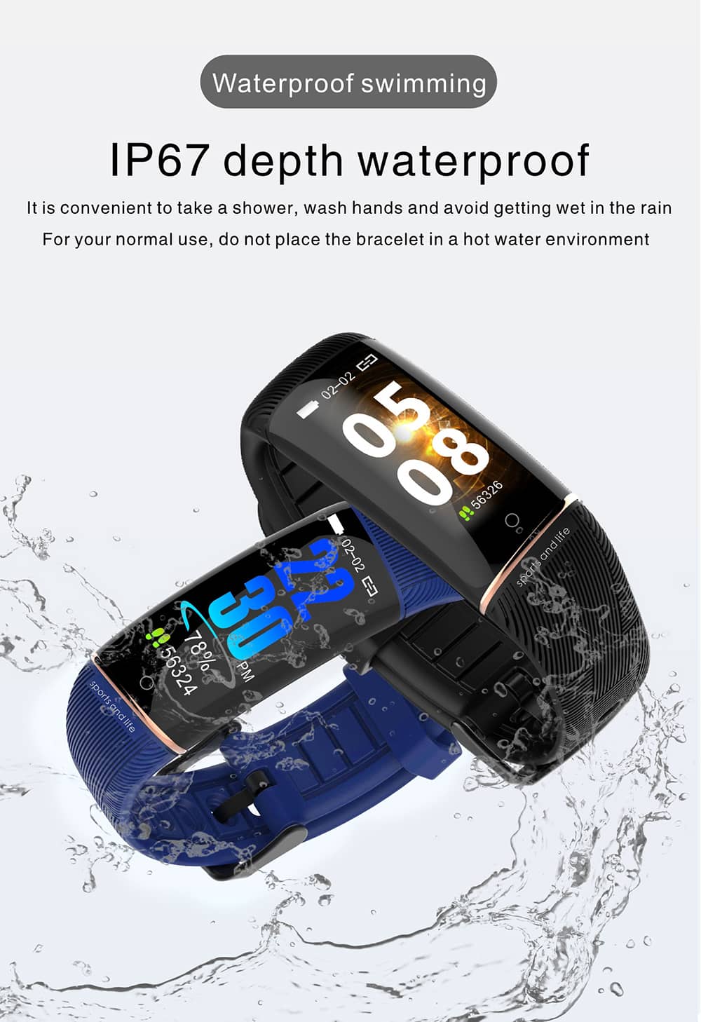 Fitness Tracker with Blood Pressure Heart Rate Blood Oxygen Monitor Waterproof Message Reminder Pedometer - Findtime