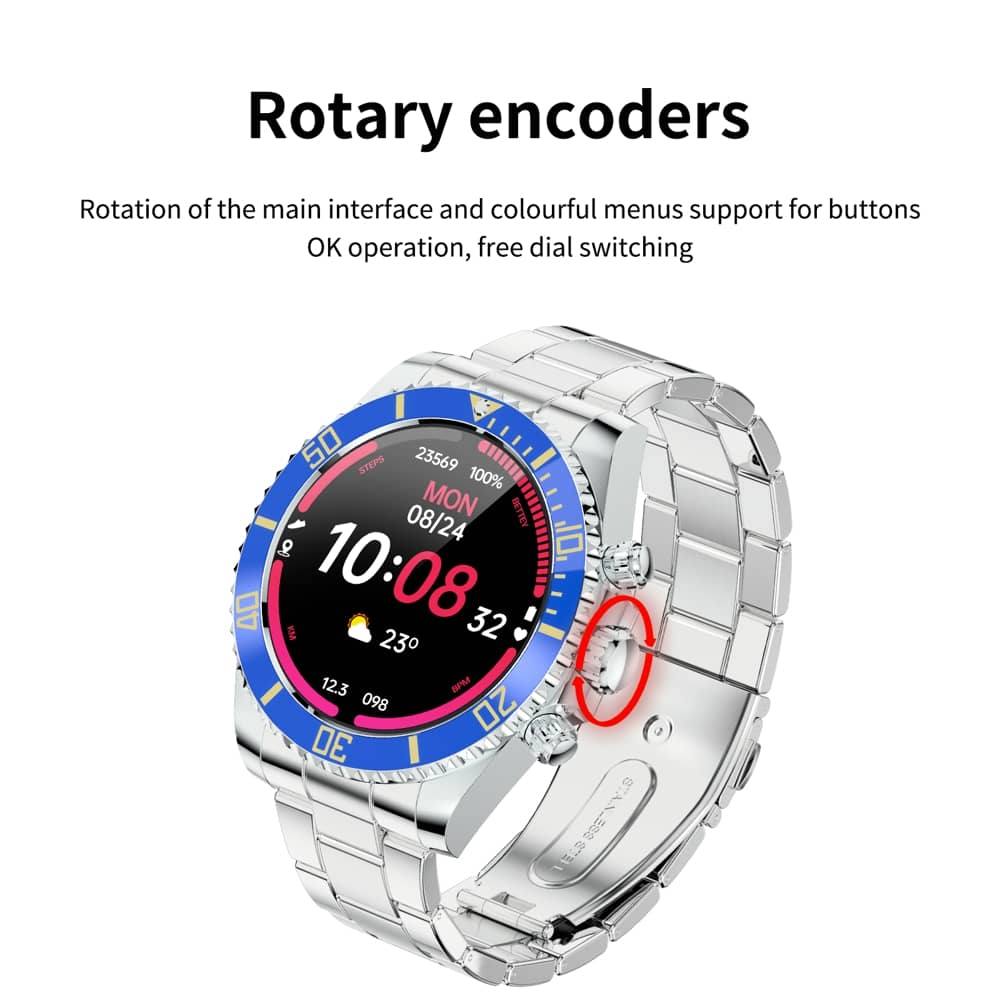 Findtime Smart Watch for Men Bluetooth Calling Heart Rate Blood Oxygen Monitoring Strainless Steel