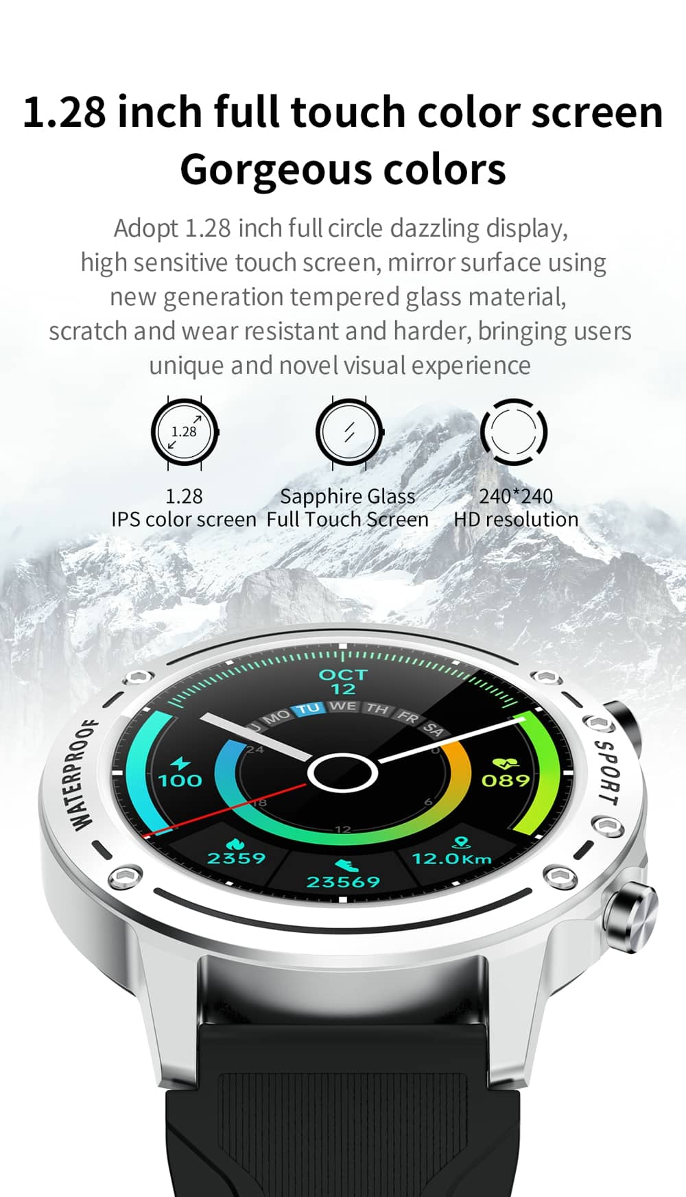Findtime Smart Watch Monitor Blood Pressure Heart Rate SpO2 Body Temperature with Bluetooth Calling IP68 Waterproof