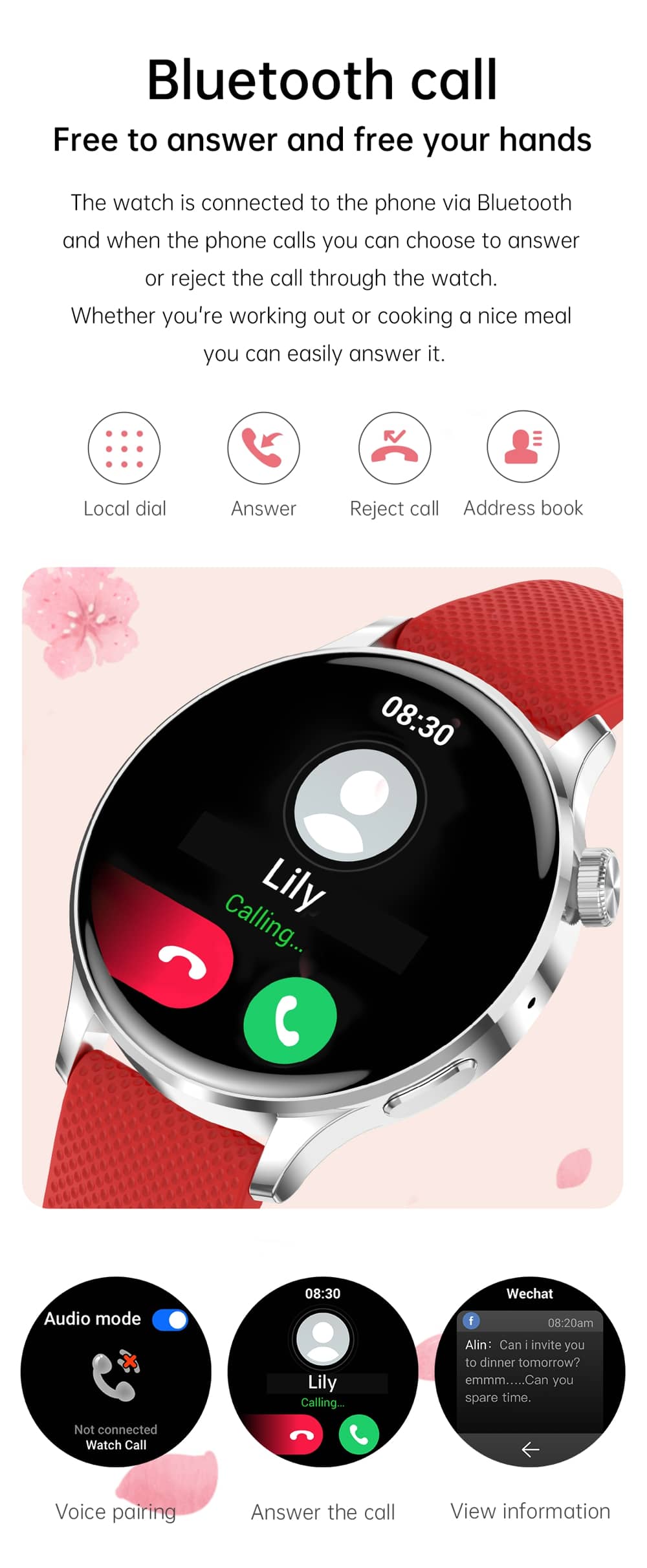 Findtime Blood Pressure Watch for Women with Blood Oxygen & Heart Rate Monitor Bluetooth Calling for Android iPhone