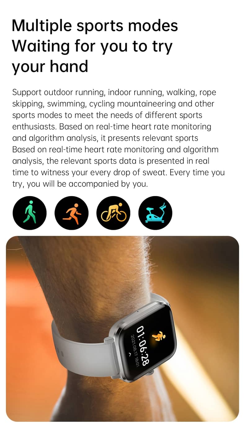 Findtime Smartwatch mit Blutdruckmessgerät, Blutsauerstoff, Herzfrequenz, Bluetooth-Anrufen