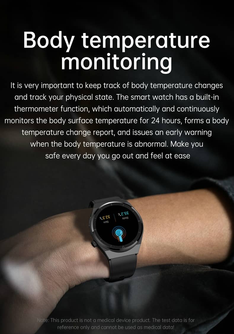 Findtime Blutdruck-Smartwatch, Blutsauerstoff-Herzfrequenzmesser, Körpertemperatur mit Bluetooth-Anrufen