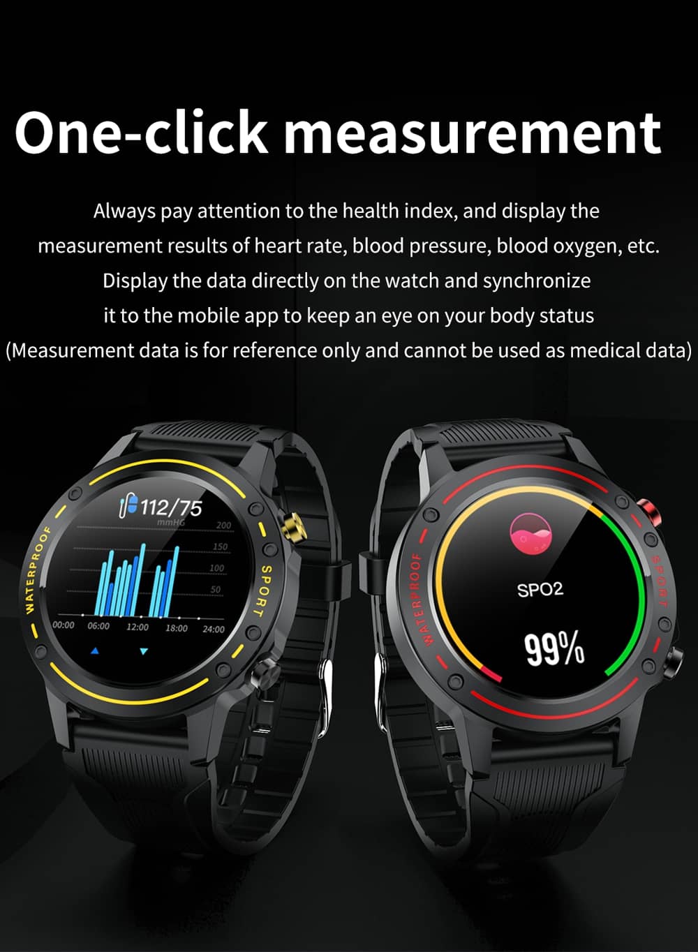 Findtime Smart Watch Monitor Blood Pressure Heart Rate SpO2 Body Temperature with Bluetooth Calling IP68 Waterproof