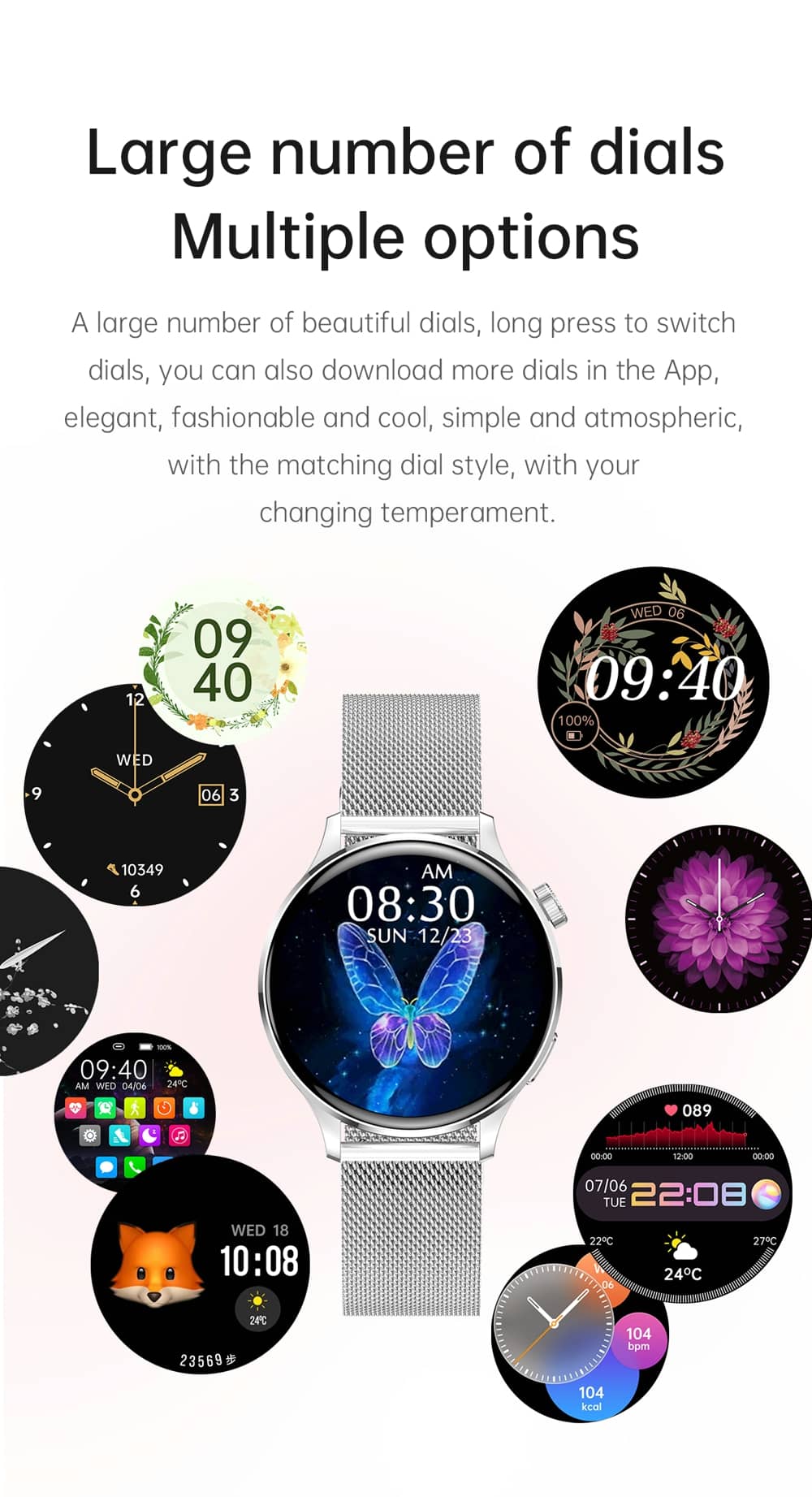 Findtime Reloj de presión arterial para mujeres con oxígeno en sangre y monitor de frecuencia cardíaca Llamadas Bluetooth para Android iPhone