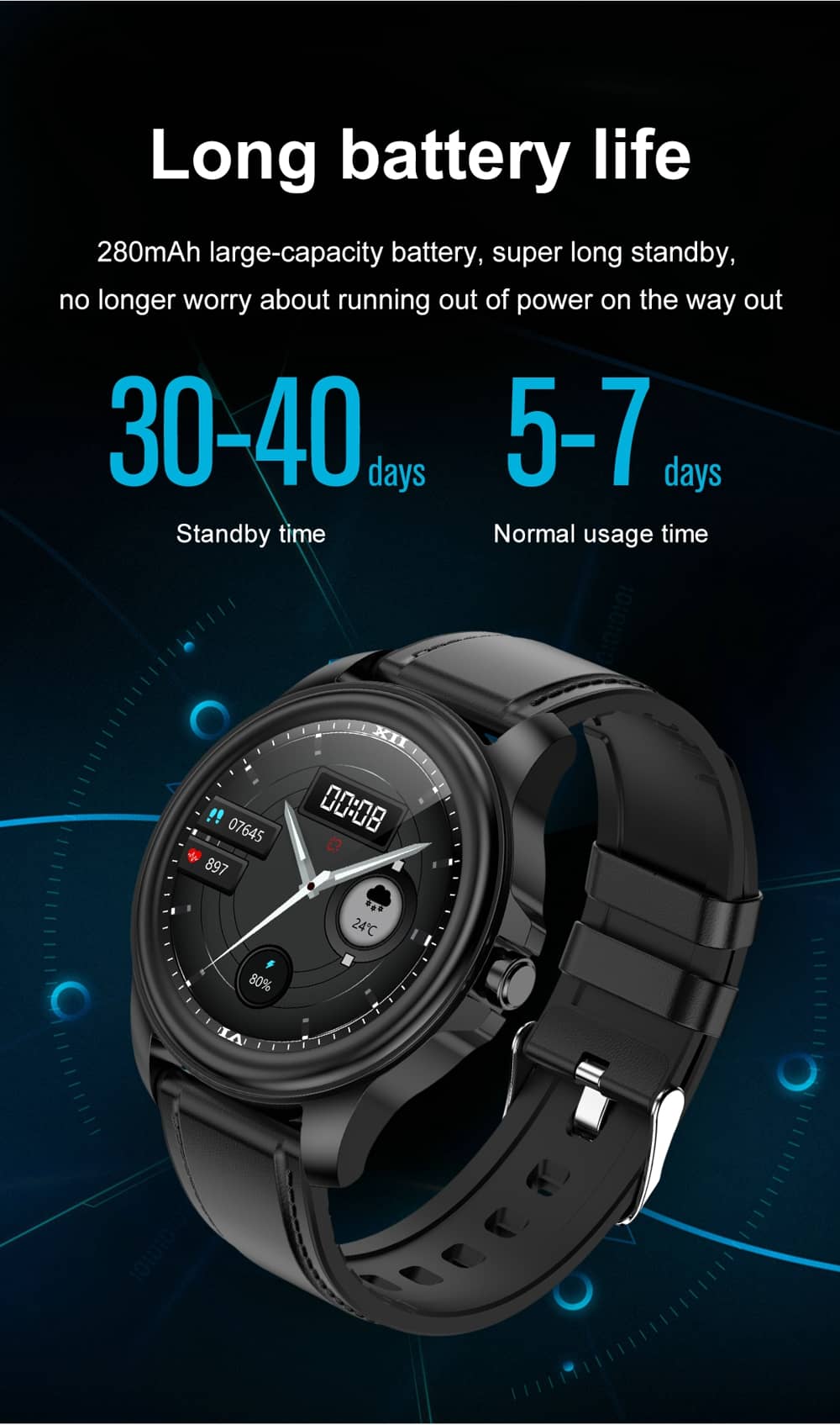 Findtime Smart Watch with Blood Pressure ECG Heart Rate Blood Oxygen Body Temperature Monitori