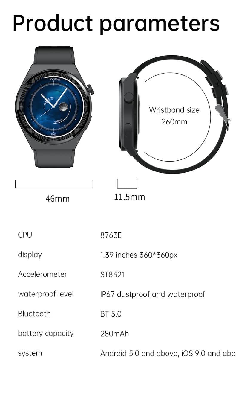 Findtime Blutdruck-Smartwatch, Blutsauerstoff-Herzfrequenzmesser, Körpertemperatur mit Bluetooth-Anrufen