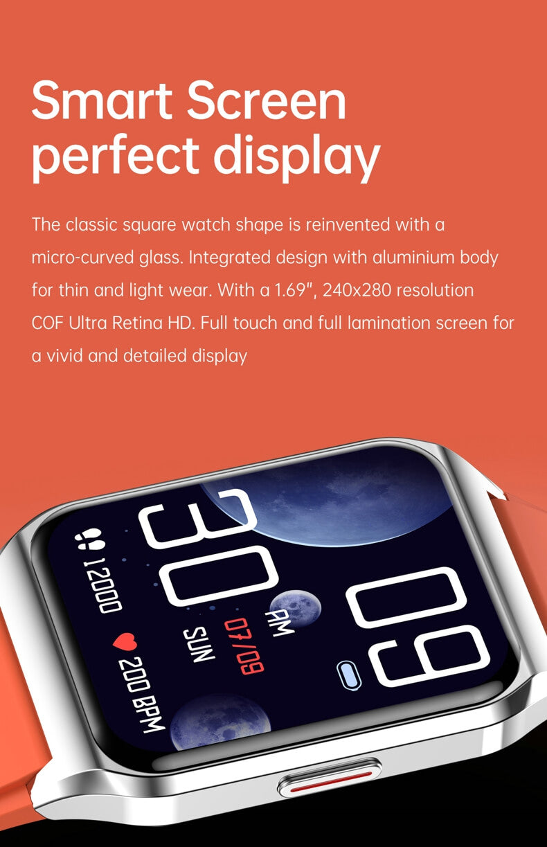 Findtime Smartwatch mit Blutdruck- und Herzfrequenzmesser, SpO2-Körpertemperatur, Bluetooth-Anrufen