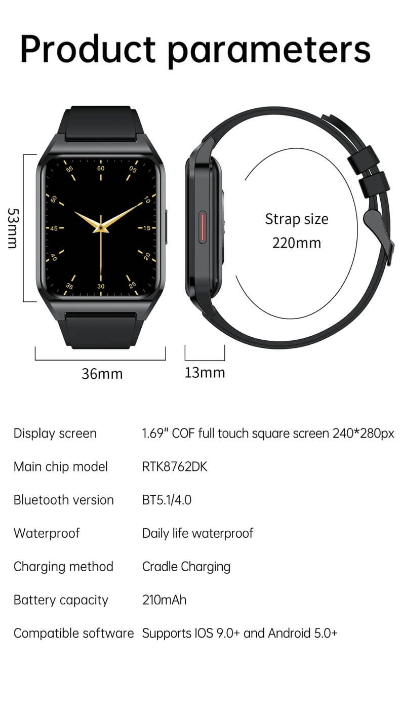 Reloj inteligente Findtime con presión arterial y monitor de frecuencia cardíaca SpO2 Temperatura corporal Llamadas Bluetooth